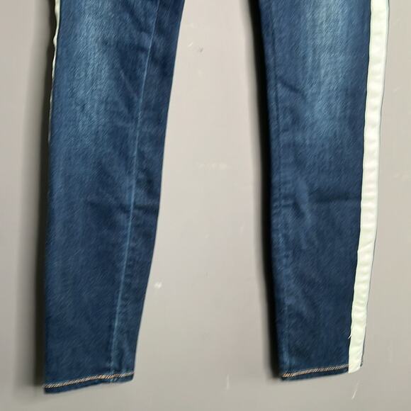 Buffalo David Britton Faith Mid Rise Skinny Stretch Jeans White Stripe Size 25 - Picture 3 of 10